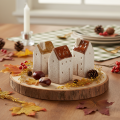 Conjunto de miniaturas de casas decorativas em cerâmica, para decoração de mesa, 9 cm, 3 peças. | Floristik24.pt
