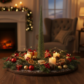 Árvore de Natal artificial com base de madeira para decoração natalina, 80 cm | Floristik24.pt