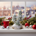 Árvores de Natal cobertas de neve, paisagem artificial de inverno para decoração de vila natalina e mesa, 29 cm | Floristik24.pt