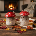 Casa de Cogumelo com Farol, Figura Decorativa de Amanita muscaria com Chaminé, 10cm, 2 peças | Floristik24.pt