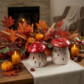 Casa de Cogumelo com Farol, Figura Decorativa de Amanita muscaria com Chaminé, 10cm, 2 peças | Floristik24.pt