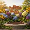 Estaca de jardim com motivo de abóbora, decoração em metal, acabamento enferrujado, 100 cm | Floristik24.pt