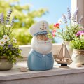 Estatueta de capitão, decoração marítima com óculos e chapéu, 16 cm | Floristik24.pt
