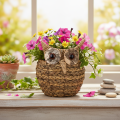 Cesta de coruja trançada à mão para decoração de peitoril de janela, 18 cm | Floristik24.pt