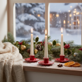 Castiçais pequenos vermelhos para velas cônicas de 8 cm, conjunto com 3 peças. | Floristik24.pt
