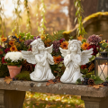 Estatueta de anjo em oração, decoração para túmulo, sentado, 13 cm, 2 peças | Floristik24.pt