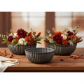 Tigela canelada, antracite, tigela decorativa, redonda, 15 cm, 2 peças | Floristik24.pt