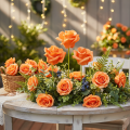 Rosa artificial laranja, flor de 5 cm, individual, pacote com 100 unidades. | Floristik24.pt