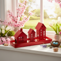 Conjunto de 1 porta-velas de metal vermelho com bandeja, 35 cm, 1 unidade. | Floristik24.pt