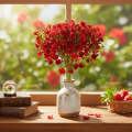 Buquê de flores artificiais de gypsophila vermelha, 30 cm, 10 peças, para decoração. | Floristik24.pt