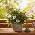 Suculenta artificial como planta decorativa, verde, 18 cm, 3 peças | Floristik24.pt