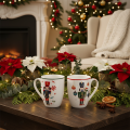 Caneca de Natal com motivo de quebra-nozes e bengala doce, 10 cm, conjunto com 2 peças | Floristik24.pt