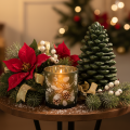Porta-velas de vidro com galho de pinheiro de inverno, 8 cm, 2 peças | Floristik24.pt