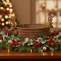 Tigela decorativa em formato de cabeça de rena, oval, cor ferrugem, estilo rústico, 41 cm | Floristik24.pt