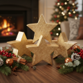 Suporte decorativo em forma de estrela de Natal para mesa ou prateleira, 10 cm, conjunto de 3 peças | Floristik24.pt