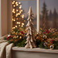 Pequena árvore de Natal decorativa flocada, para decoração de mesa, 44 cm | Floristik24.pt