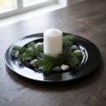 Prato decorativo preto plano plástico brilhante Ø28cm H2cm | Floristik24.pt