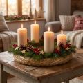 Conjunto de 2 peças de guirlanda de palha em branco de 30 cm para decoração de Advento, guirlanda de porta faça você mesmo, 30/6 cm, 2 peças | Floristik24.pt