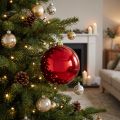 Bola de Natal média plástica vermelha 20cm | Floristik24.pt