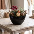Tigela decorativa preta oval planta barco 24x9,5cmx14,5cm | Floristik24.pt
