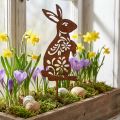 Estaca de jardim Coelhinho da Ferrugem Padrão de Flores Decoração de Jardim Páscoa 9×15cm | Floristik24.pt