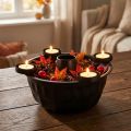Tigela decorativa de metal em preto – design Gugelhupf, 26 cm – suporte elegante para velas para um ambiente aconchegante | Floristik24.pt