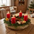 Guirlanda de palha natural Ø40cm, conjunto com 5 peças - Guirlanda do Advento, guirlanda para porta, guirlanda de Páscoa artesanal | Floristik24.pt