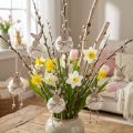 Coelhinhos decorativos de madeira para pendurar branco natural 5 cm × 12 cm 6 unidades | Floristik24.pt