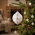 Bola de favo de mel Bola de Natal papel branco FSC Ø15cm Alt.20cm | Floristik24.pt