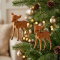 Figura decorativa rena jovem marrom 7,5 cm flocada 2 unidades | Floristik24.pt