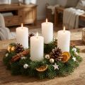 Conjunto de 4 velas cilíndricas brancas, 70x120mm, para decoração, casamentos e Advento. | Floristik24.pt