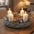 Coroa de pinheiro, coroa natural, coroa decorativa estilo shabby chic, Ø40cm, decoração de inverno, coroa de mesa, coroa do Advento | Floristik24.pt