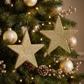 Pingente de estrela de decoração de natal glitter dourado 30cm 2uds | Floristik24.pt