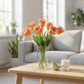Flor artificial, papagaio tulipa laranja, flor de primavera 63cm | Floristik24.pt