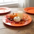 Pratos de plástico laranja – 28 cm – Ideais para festas e decoração – Conjunto com 4 unidades | Floristik24.pt