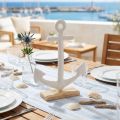 Decoração de Mesa Âncora Marítima sobre Base Branco Natural 20x5x26cm | Floristik24.pt