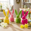 Figura decorativa de coelho da Páscoa com colar de pérolas, perfeita para sala de estar ou quarto, 13 cm, 4 peças | Floristik24.pt
