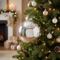 Bola de Natal de plástico pequena Ø14cm prateada | Floristik24.pt