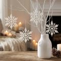 Decoração de floco de neve cristais de gelo com glitter branco 10cm 12 un | Floristik24.pt