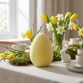 Ovo de Páscoa para decoração ovo amarelo claro flocado 20cm | Floristik24.pt