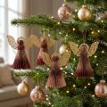Anjo de papel decoração de anjo de Natal vinho vermelho rosa Alt.12cm 4 unidades | Floristik24.pt