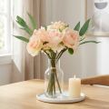 Buquê de flores artificiais com peônias, rosas e eucalipto, flores decorativas de seda, 32 cm. | Floristik24.pt