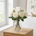 Rosas artificiais em ramo branco 30 cm 8 unid. | Floristik24.pt