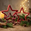 Estrela para suporte de decoração de Natal juta vermelha 13/18cm 4 unidades | Floristik24.pt