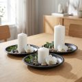 Prato decorativo redondo de metal na cor preta Ø23cm H2,5cm 3 unidades | Floristik24.pt