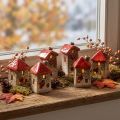 Casa de cerâmica com janela de telhado vermelha e coração - 6 cm - Decoração idílica para casa e jardim - 6 peças | Floristik24.pt