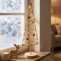 Decoração de árvore de natal com base madeira metal natural 18x12x51cm | Floristik24.pt