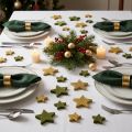 Decoração dispersa estrelas verdes e douradas com glitter decoração de mesa Natal 4/5cm 40 un | Floristik24.pt