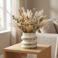 Floreira decorativa para arranjos secos creme verde acinzentado 16×16cm | Floristik24.pt