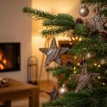 Estrelas decorativas pinho decorações naturais para árvores de natal estrelas pinho 6 cm 12 unidades | Floristik24.pt